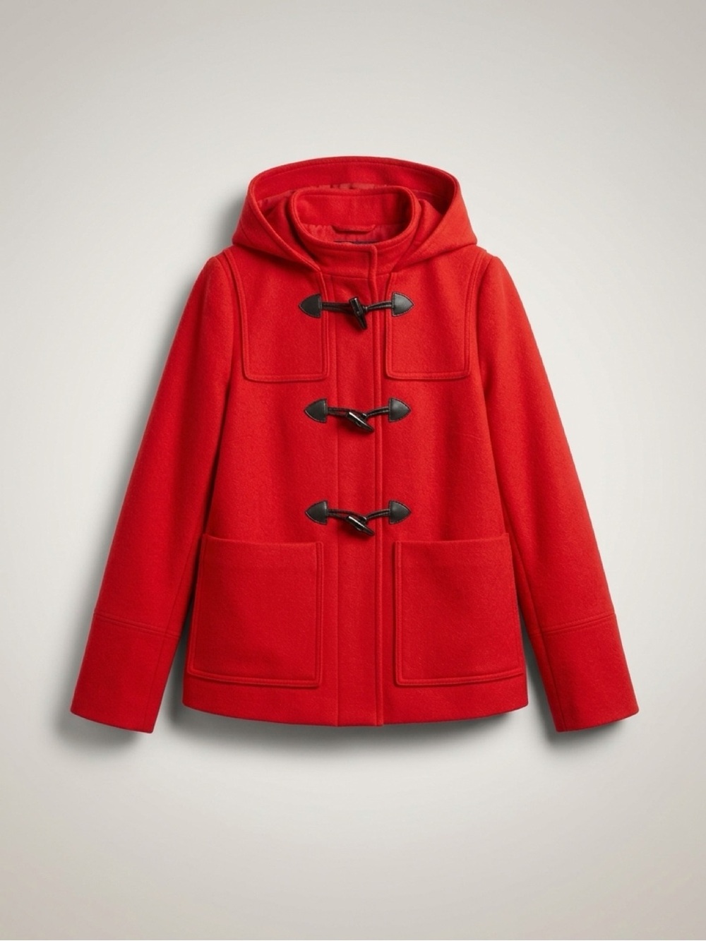 H&M Women’s Red Hooded Toggle Pea Coat